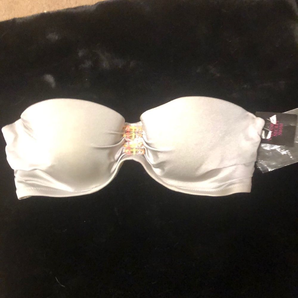 NWT Victoria’s Secret strapless bikini top. Size 34 C  gray multicolor sparkles